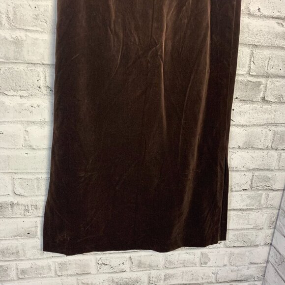 Vintage Union Made Chocolate Brown Velvet Maxi Pencil Skirt - Picture 7 of 13